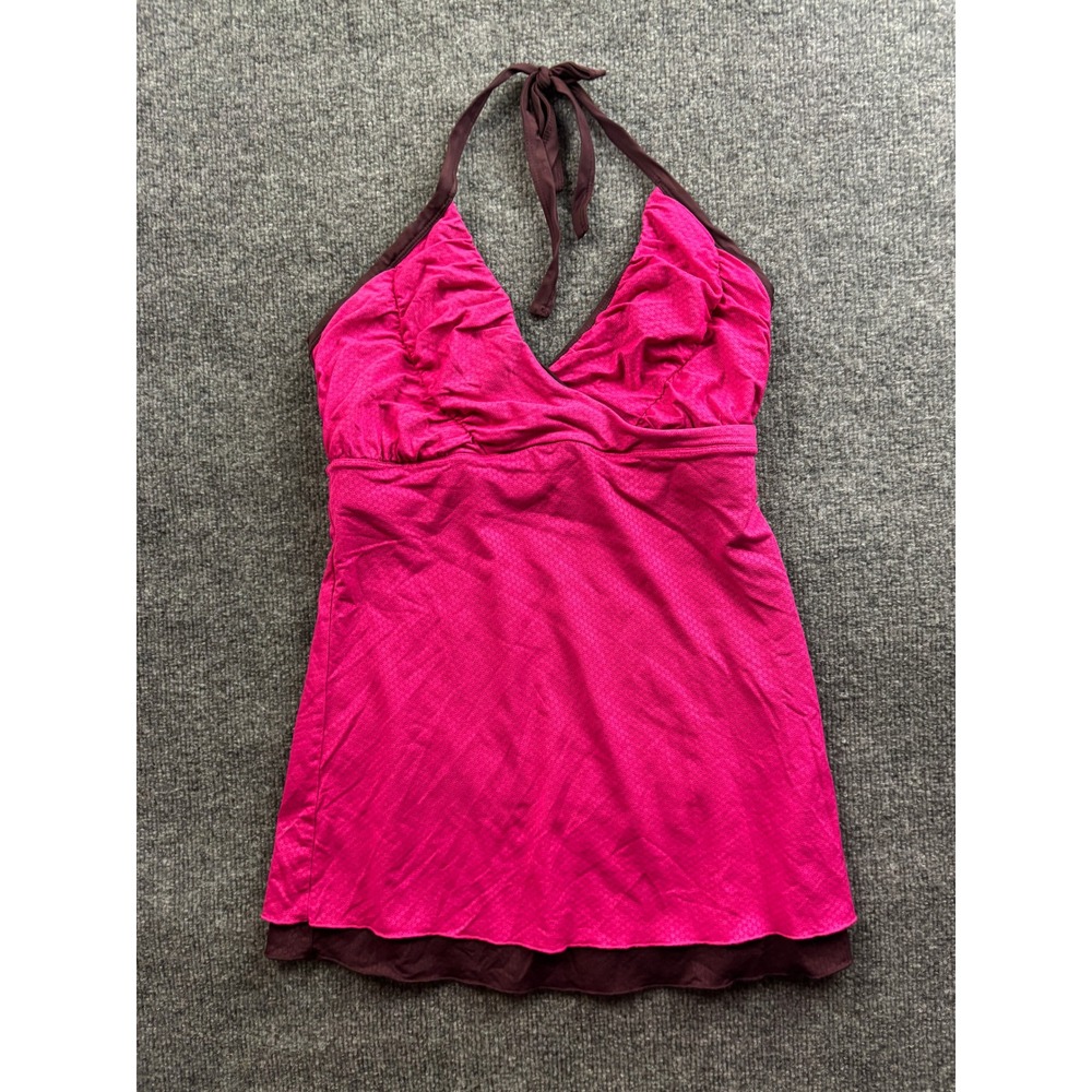 Patagonia Tankini Top Womens Medium Pink Purple Halter Ruffle Hem 54895SP14